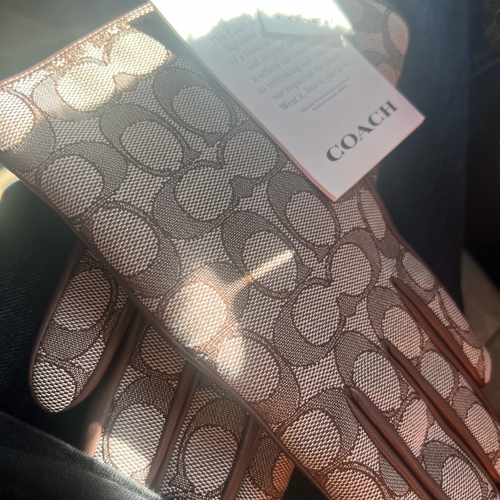 Coach Brown and Cream Patterned Gloves